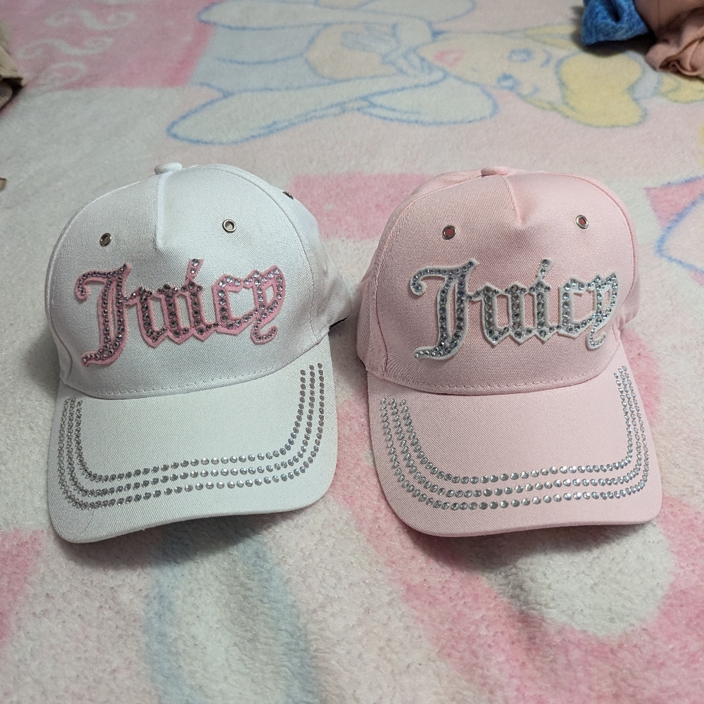 Pink and white Juicy Couture Hats